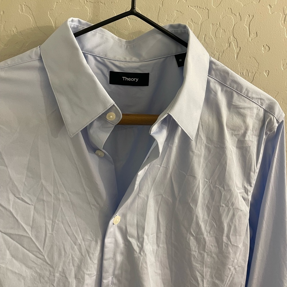 Theory Sylvain Wealth Poplin Long-Sleeve Shirt (Size: M) - Picture 4 of 5
